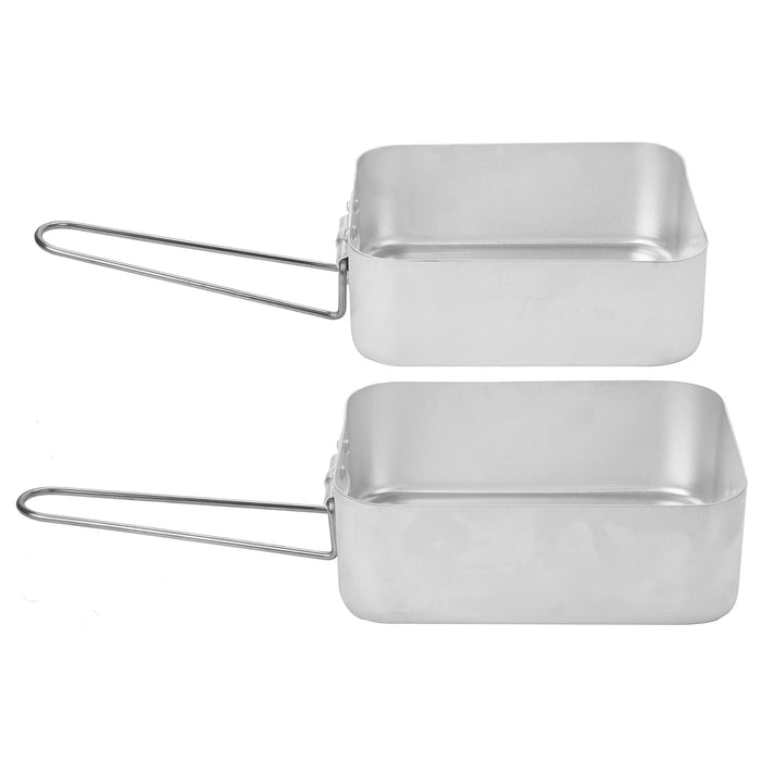 Aluminium Mess Tins, Camping Cookware 2Pcs, Silver, 1. 6 & 1. 1 litre