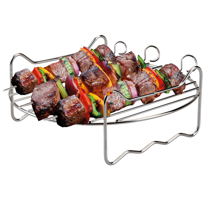 Air Fryer Rack With 3 Skewers - 19. 5cm x 19. 5cm x 5cm - Silver