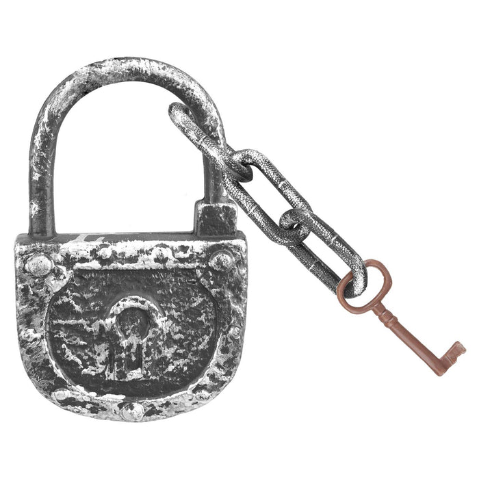 Halloween Decoration Lock, Chain & Key Halloween Party, Trick or Treat Silver