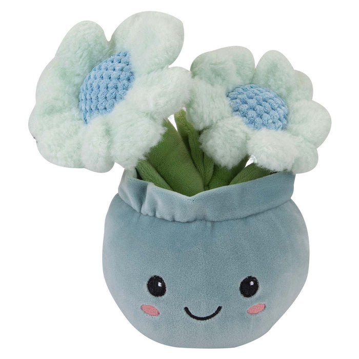 Daisies Plant Pot Soft Toy Cute Plushie Huggable Cuddly Stuffed Toy 20cm Blue
