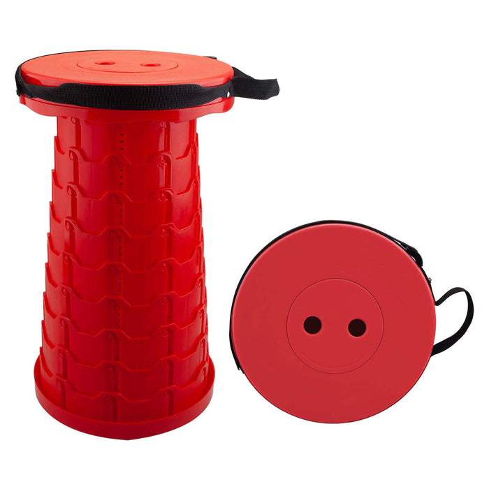 Folding Stool With Carry Handle 9 Adjustable Heights 25cm x 32cm Red X 1