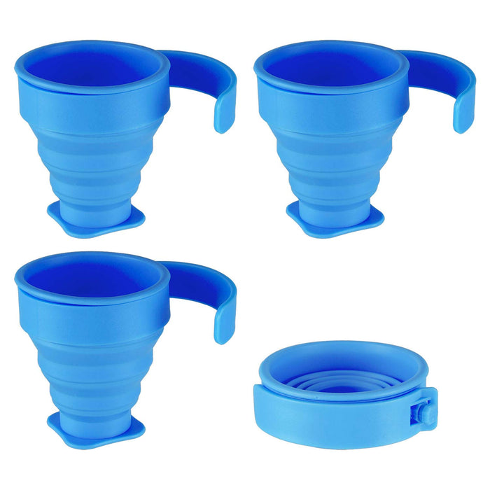 Folding Mugs 4 X Silicone Drinking Cups 8cm x 8. 5cm Blue X 1 Pack of 4