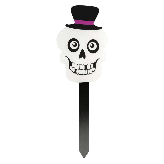 Skeleton Stake Sign Halloween Decoration 18cm x 13cm White X 1