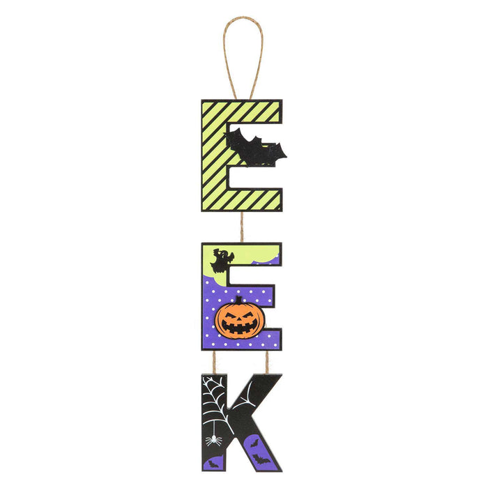 Eek Hanging Sign Halloween Decoration 50cm x 13cm Multi X 1