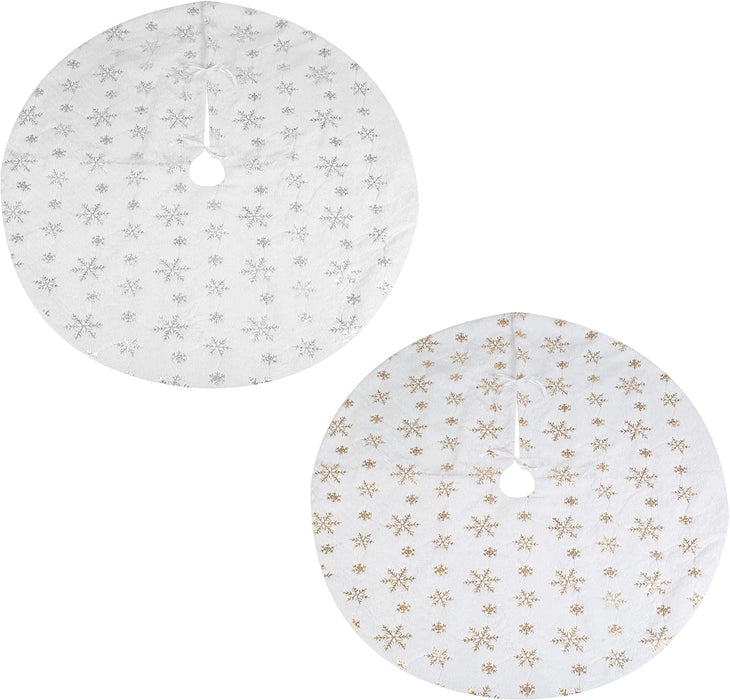 Christmas Snowflake Plush Tree Skirt - 2 Assorted