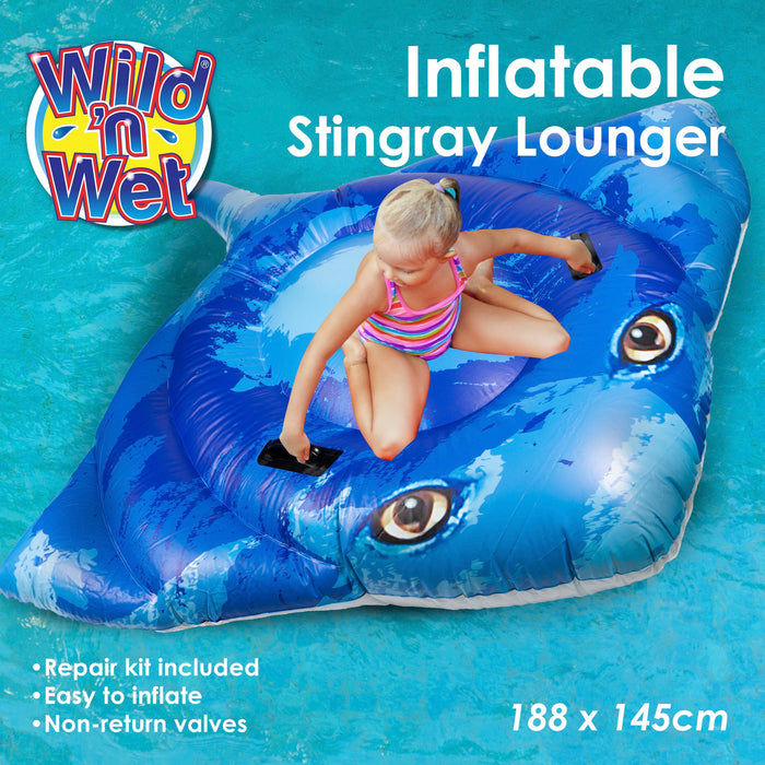 Inflatable Pool Float Stingray Lounger With Handles Novelty Swimming Lilo