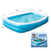 Large Paddling Pool Inflatable - 2.6m Jumbo Family Pool, Blue