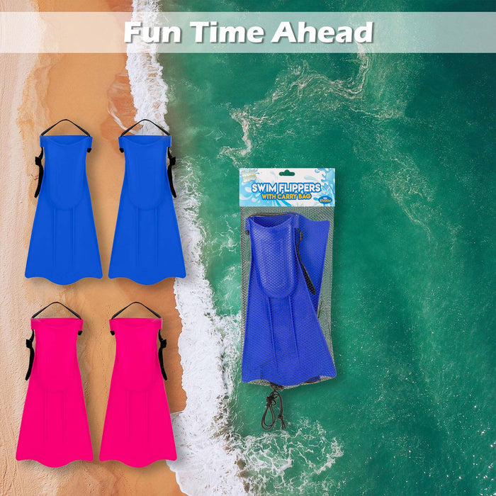 Swim flippers Swimming Outdoor Games Summer 27cm x 12cm Blue or Pink X 1