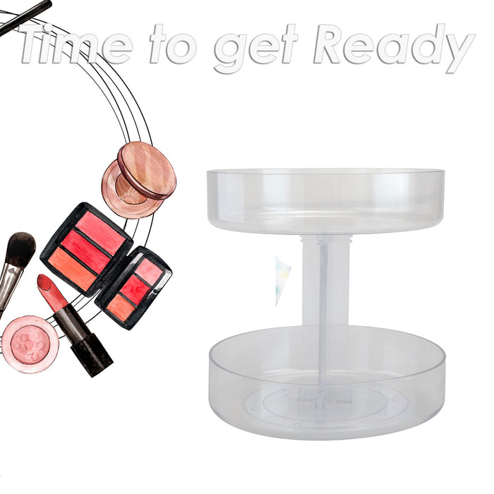 Cosmetics Holder 2 Tier Carousel Girls' Makeup Organiser . Clear
