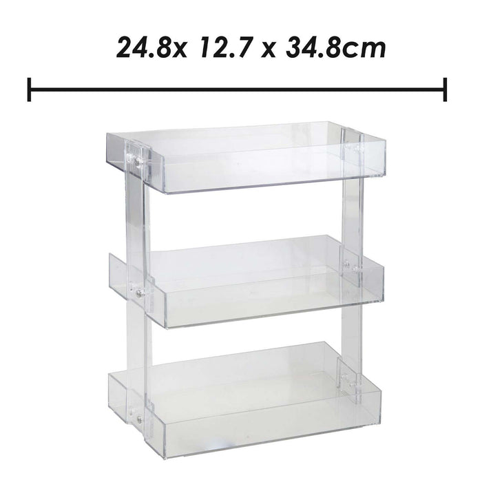 Cosmetics Holder 3 Tier Shelf Makeup Organiser Girls 24.8 x 12.7 x 34.8cm Clear