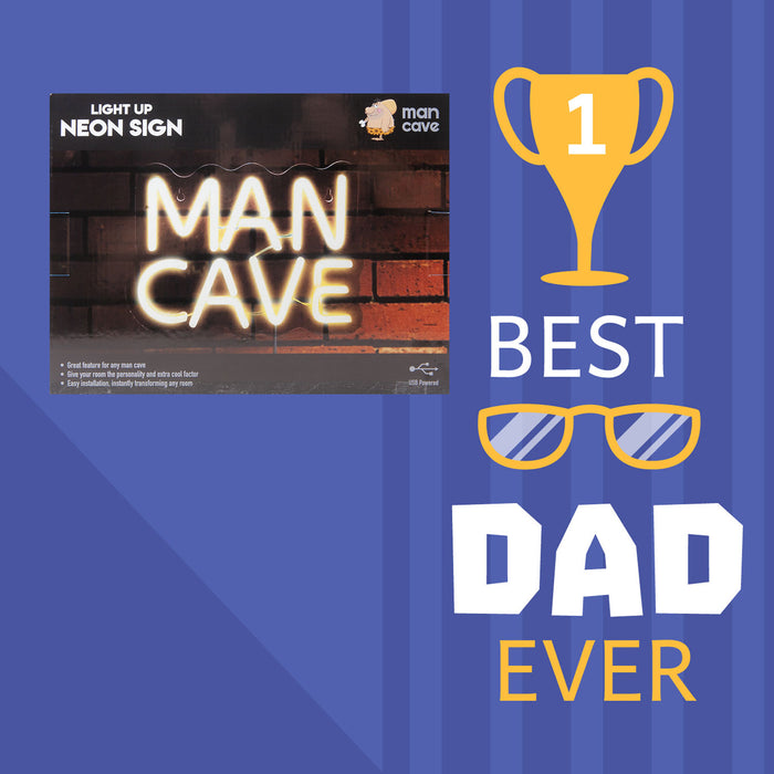 Man Cave Neon Sign USB Powered Best Dad Ever Fathers Day Gift