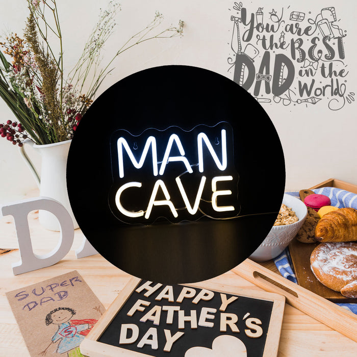 Man Cave Neon Sign USB Powered Best Dad Ever Fathers Day Gift Fun Present Neon