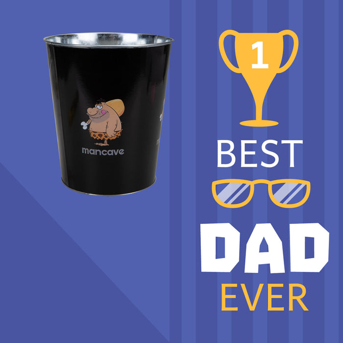 Man Cave Waste Bin Best Dad Ever Fathers Day Gift Fun Present, Bithday  Black