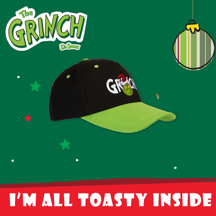 Grinch Christmas Baseball Hat Gift One Size Hook & Loop Fit Black X 1