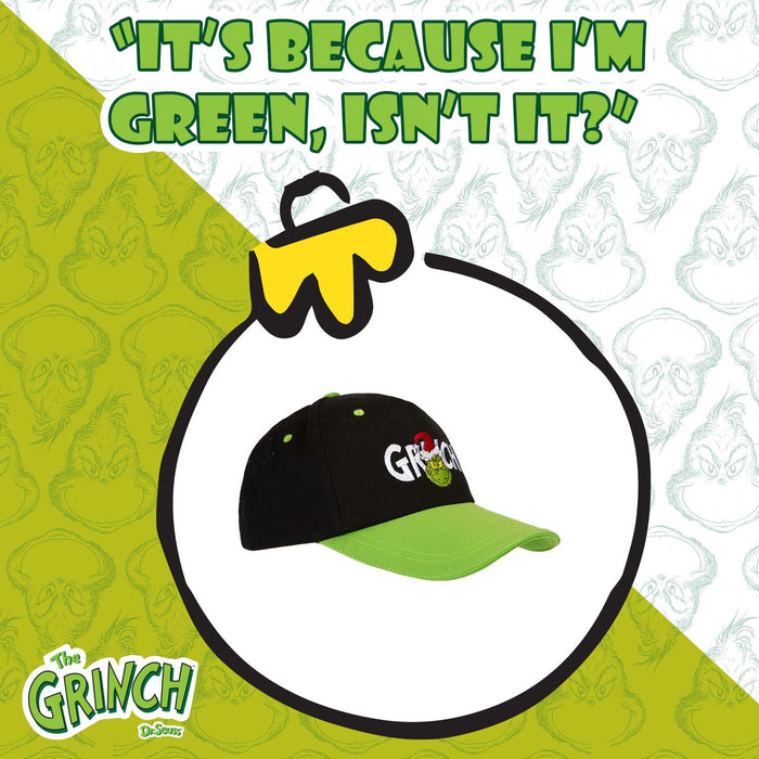 Grinch Christmas Baseball Hat Gift One Size Hook & Loop Fit Black X 1