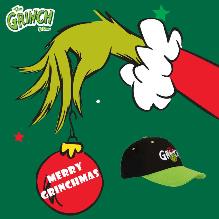 Grinch Christmas Baseball Hat Gift One Size Hook & Loop Fit Black X 1