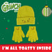 Grinch Christmas Hat and Gloves Gift One Size Stretch Fit Green X 1