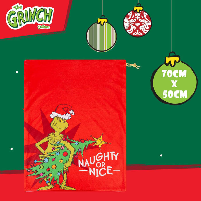 Grinch Christmas Santa Sack Festive Gift 70cm x 50cm Red X 1