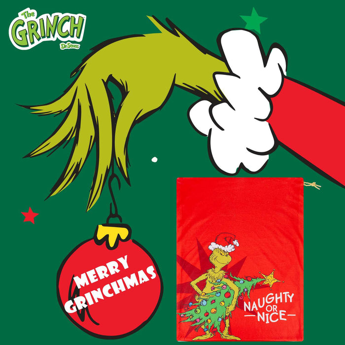 Grinch Christmas Santa Sack Festive Gift 70cm x 50cm Red X 1