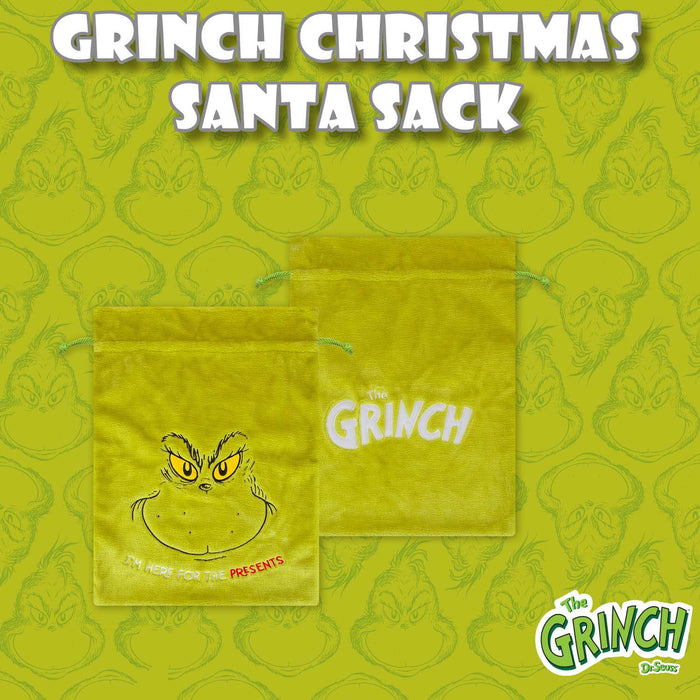 Grinch Christmas Santa Sack Festive Gift 70cm x 50cm Green X 1