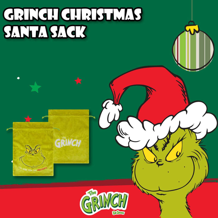 Grinch Christmas Santa Sack Festive Gift 70cm x 50cm Green X 1