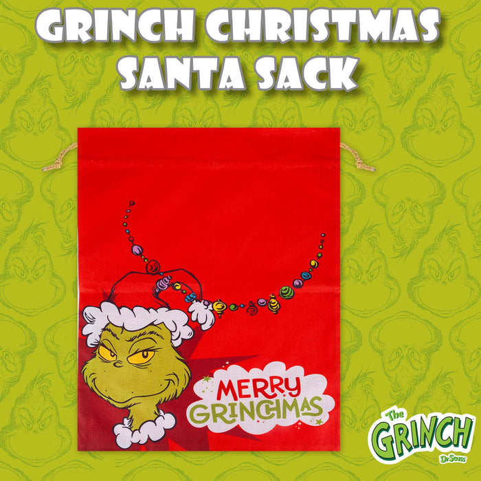 Grinch Christmas Santa Sack Festive Gift 80cm x 60cm Red X 1