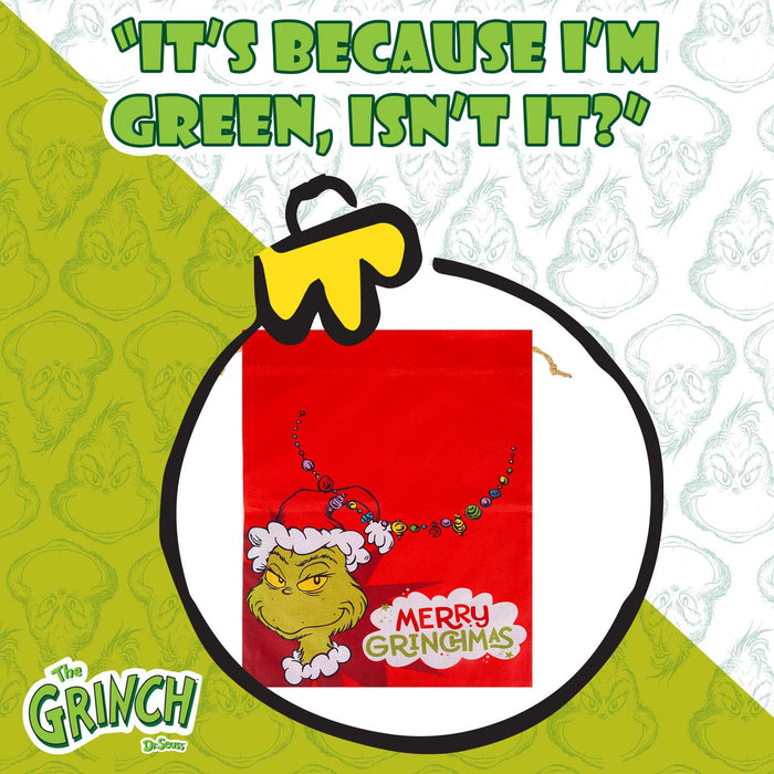 Grinch Christmas Santa Sack Festive Gift 80cm x 60cm Red X 1