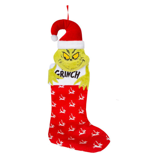 Grinch Christmas Stocking Festive Fireplace Gift 72cm x 30cm Red X 1