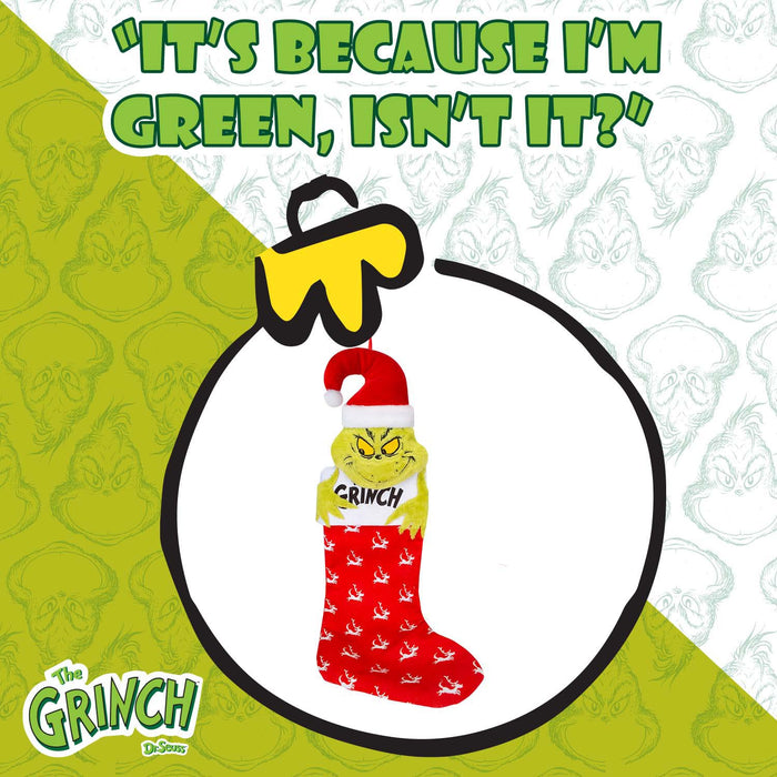 Grinch Christmas Stocking Festive Fireplace Gift 72cm x 30cm Red X 1