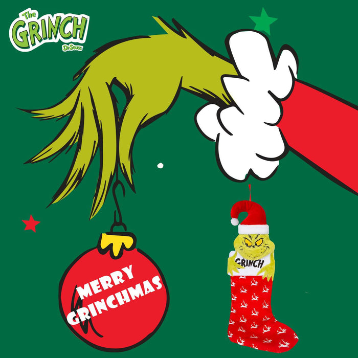Grinch Christmas Stocking Festive Fireplace Gift 72cm x 30cm Red X 1