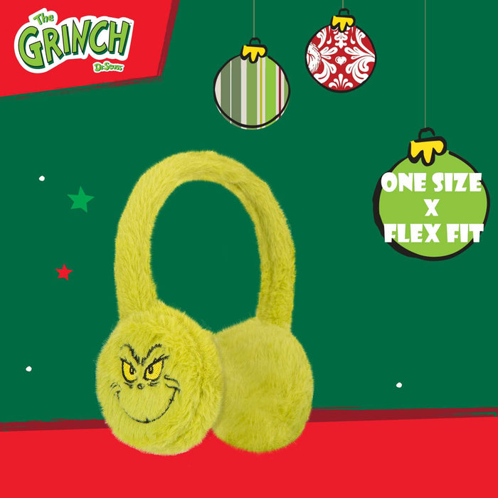 Grinch Christmas Ear Muffs Festive Gift One Size Flex Fit Green X 1