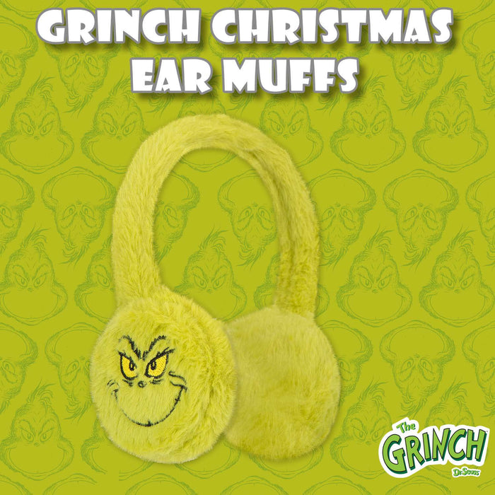 Grinch Christmas Ear Muffs Festive Gift One Size Flex Fit Green X 1