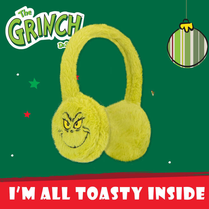 Grinch Christmas Ear Muffs Festive Gift One Size Flex Fit Green X 1