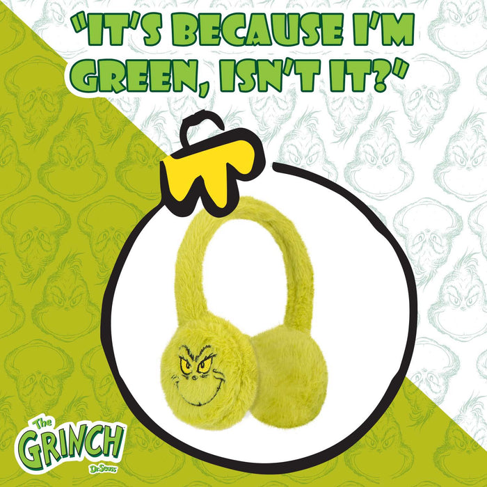 Grinch Christmas Ear Muffs Festive Gift One Size Flex Fit Green X 1
