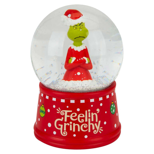 Grinch Christmas Snow Globe Festive Ornament Gift 14cm x 10cm Red X 1