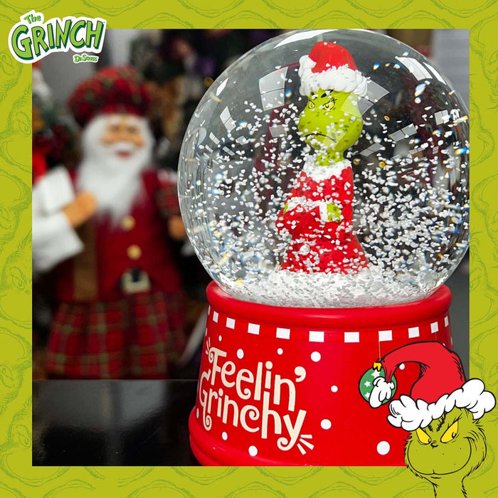 Grinch Christmas Snow Globe Festive Ornament Gift 14cm x 10cm Red X 1