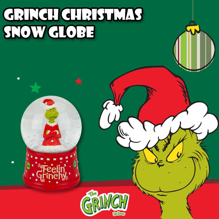 Grinch Christmas Snow Globe Festive Ornament Gift 14cm x 10cm Red X 1