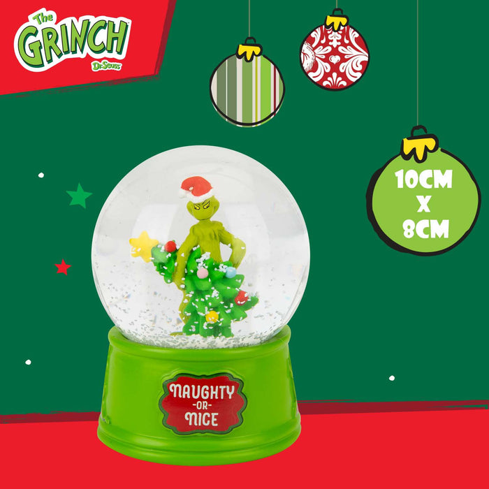 Grinch Christmas Snow Globe Festive Ornament 10cm x 8cm Green X 1