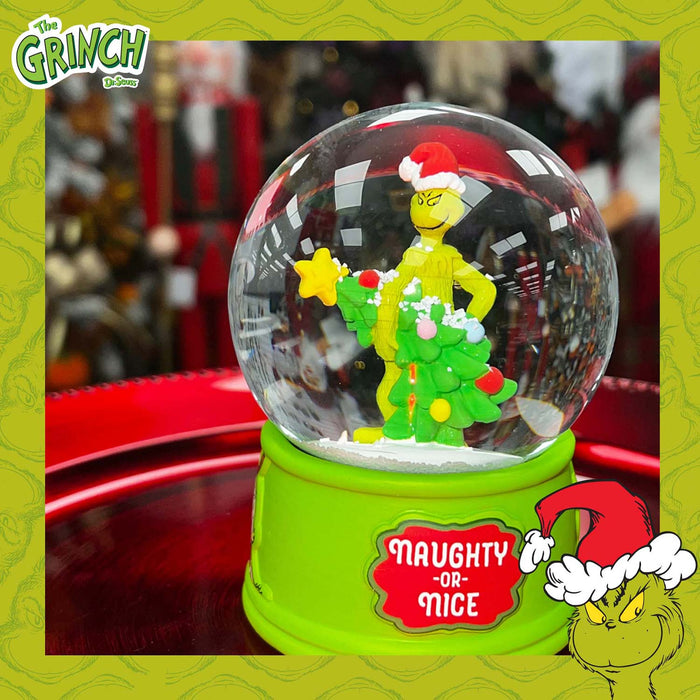 Grinch Christmas Snow Globe Festive Ornament 10cm x 8cm Green X 1