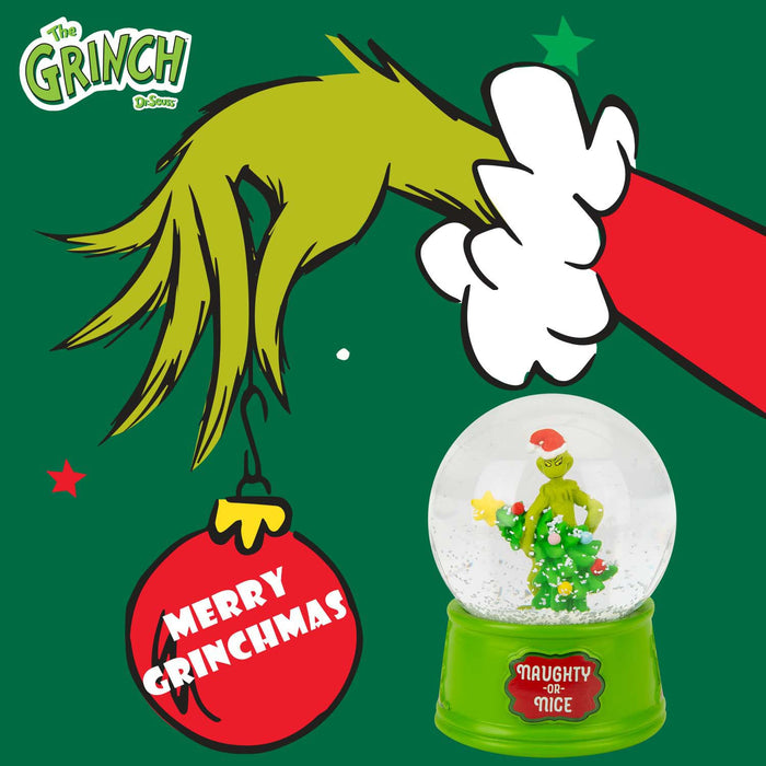 Grinch Christmas Snow Globe Festive Ornament 10cm x 8cm Green X 1
