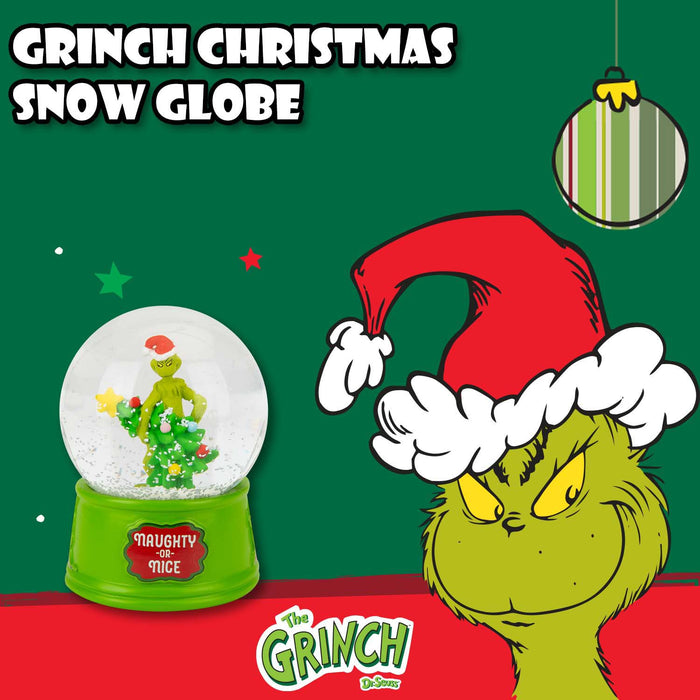 Grinch Christmas Snow Globe Festive Ornament 10cm x 8cm Green X 1
