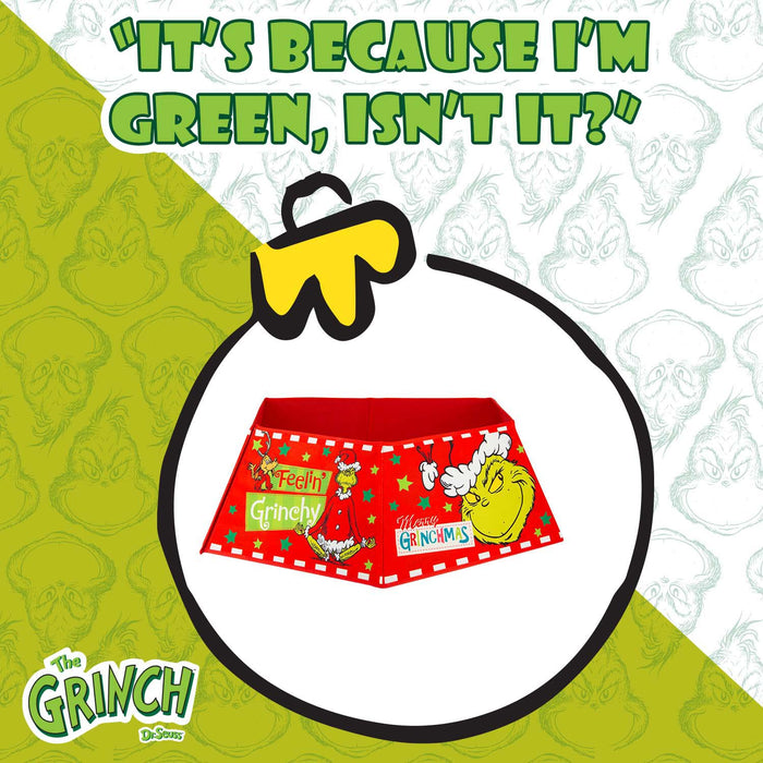 Grinch Christmas Tree Skirt Decoration Festive 60cm x 80cm Red X 1
