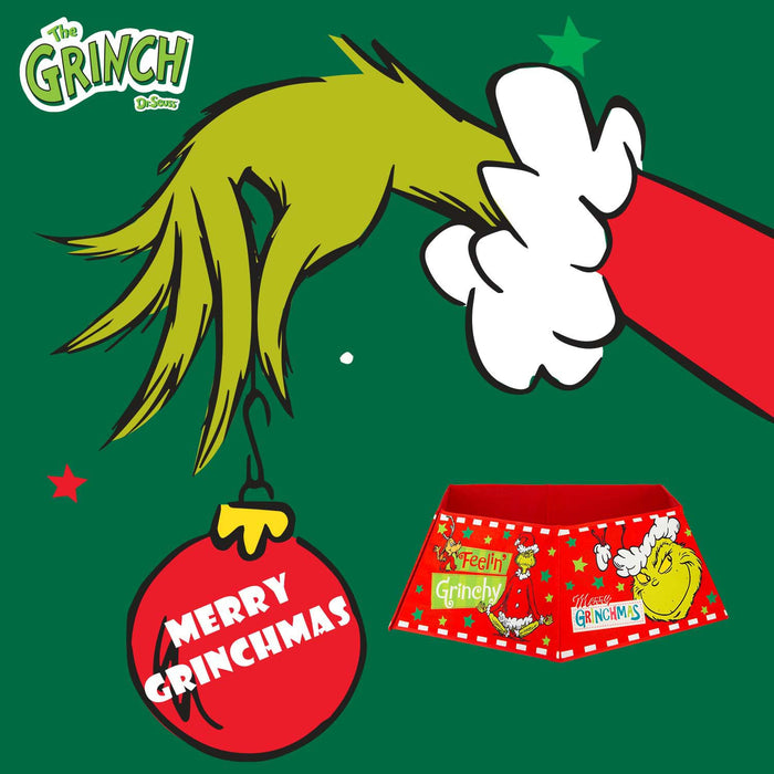 Grinch Christmas Tree Skirt Decoration Festive 60cm x 80cm Red X 1