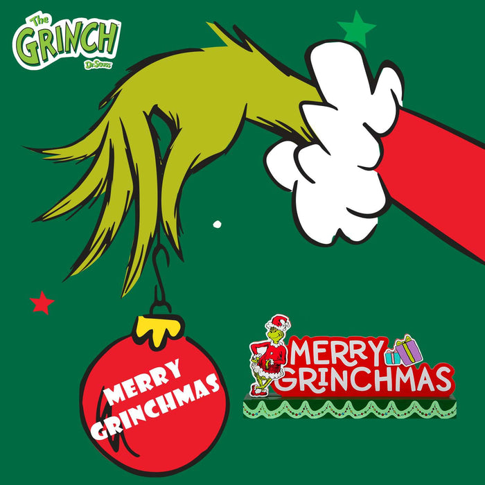 Grinch Christmas Sign Decoration Festive Gift 15cm x 30cm Green X 1