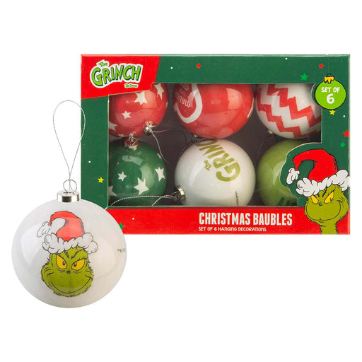 Grinch Christmas Baubles Set Tree Decoration 7.5cm x 7.5cm Multi X 1