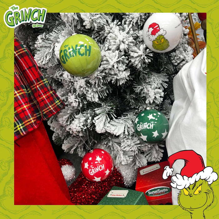 Grinch Christmas Baubles Set Tree Decoration 7.5cm x 7.5cm Multi X 1