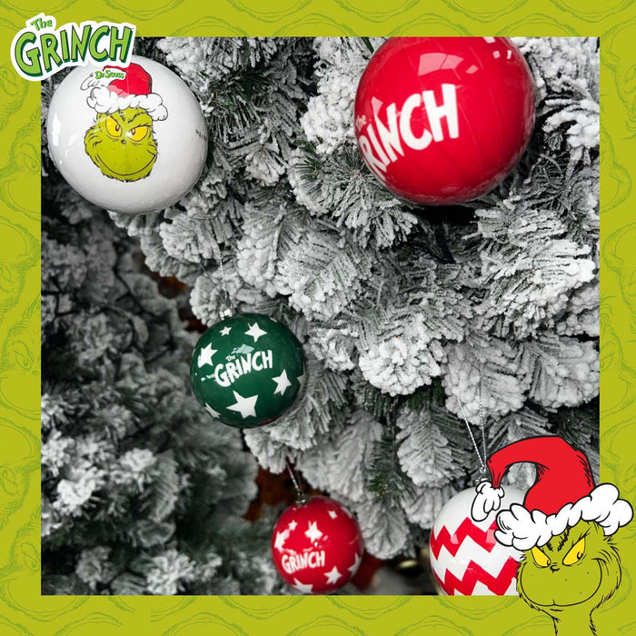 Grinch Christmas Baubles Set Tree Decoration 7.5cm x 7.5cm Multi X 1