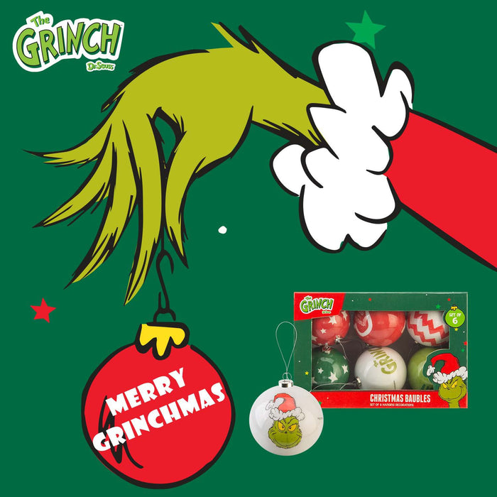 Grinch Christmas Baubles Set Tree Decoration 7.5cm x 7.5cm Multi X 1