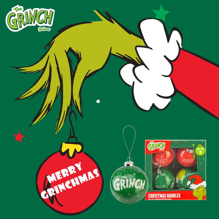 Grinch Christmas Baubles Set Tree Decoration 7.5cm x 7.5cm Multi X 1