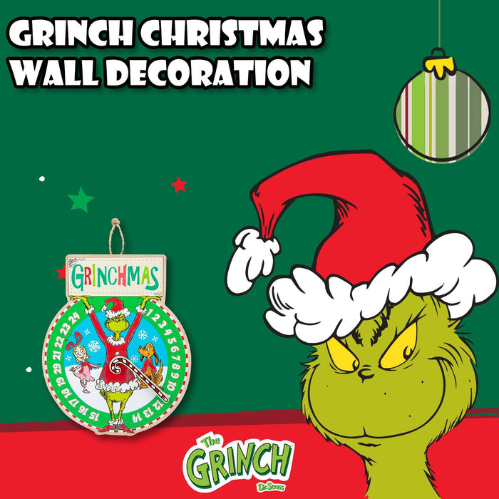Grinch Christmas Wall Decoration Festive Gift 30cm x 24.5cm Green X 1